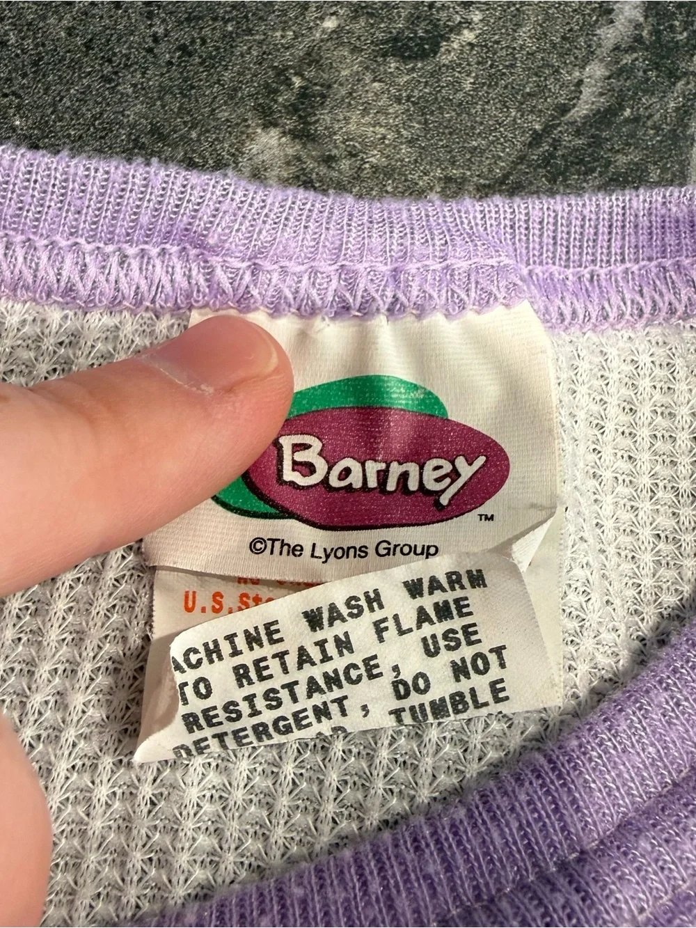 Vintage Barney pajama set girls 3T Bedtime pjs 90s purple plaid
